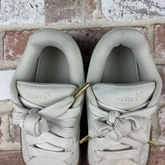 GIRLS Fenty Puma Creeper Phatty Nubuck Warm White Sneakers, Size 2.5 - Picture 7 of 10